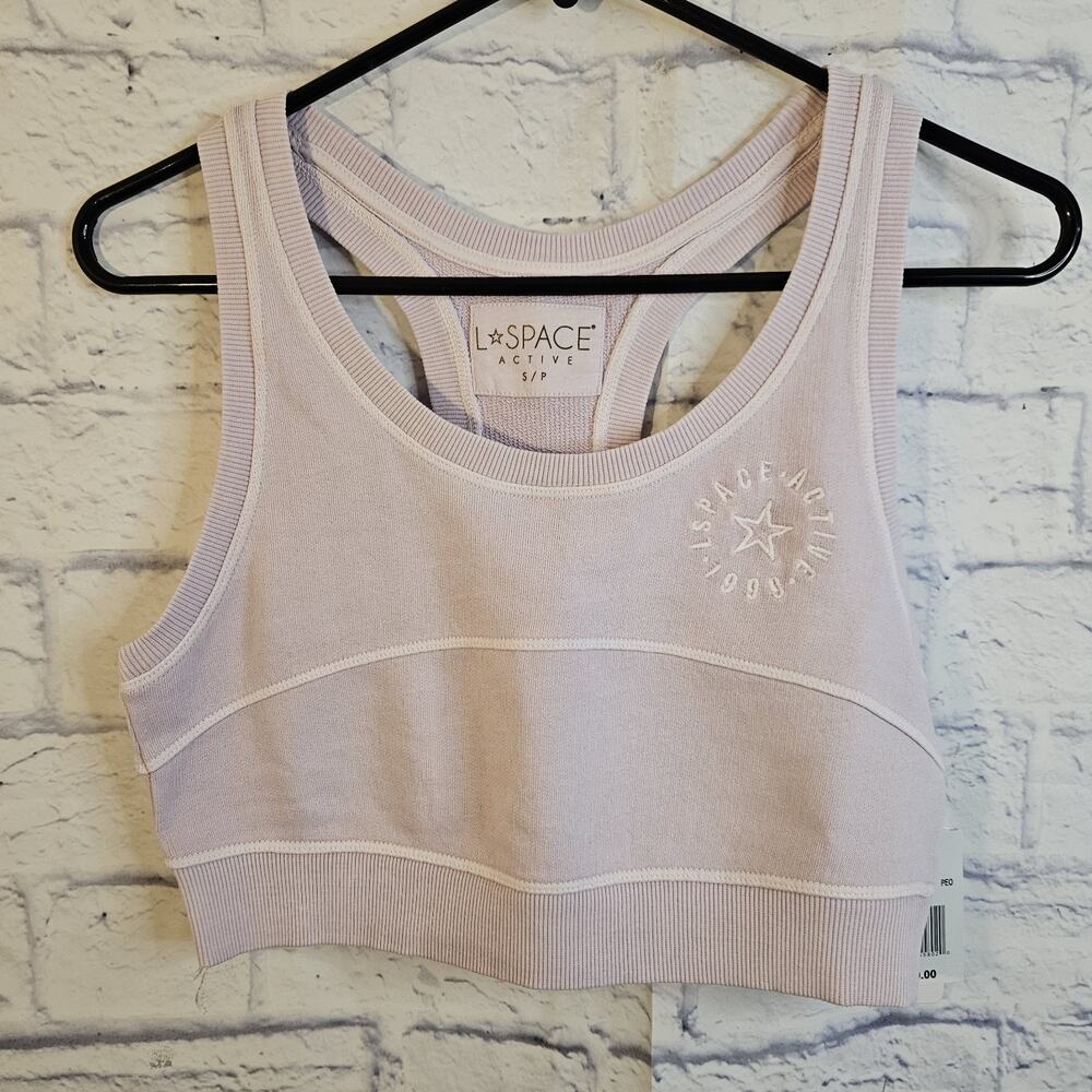 NWT L*Space Active Out of Bounds Crop Top in Peony Pink Womens Size S $79